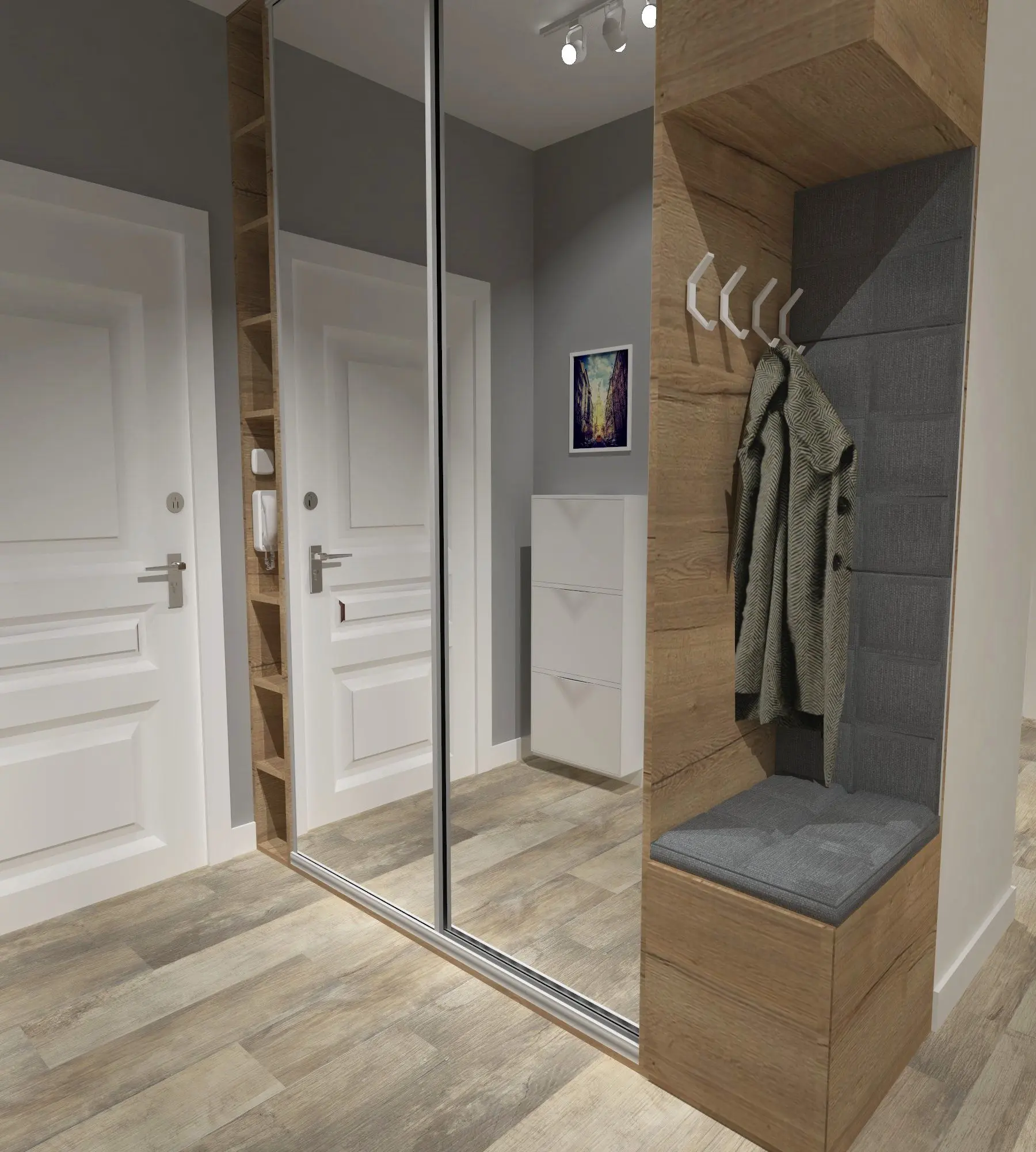 Ławka tapicerowana w przedpokoju