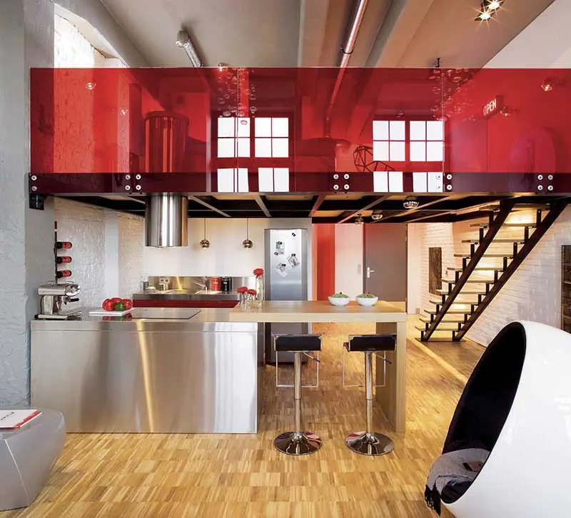 Czerwony Loft projekt Justyna Smolec