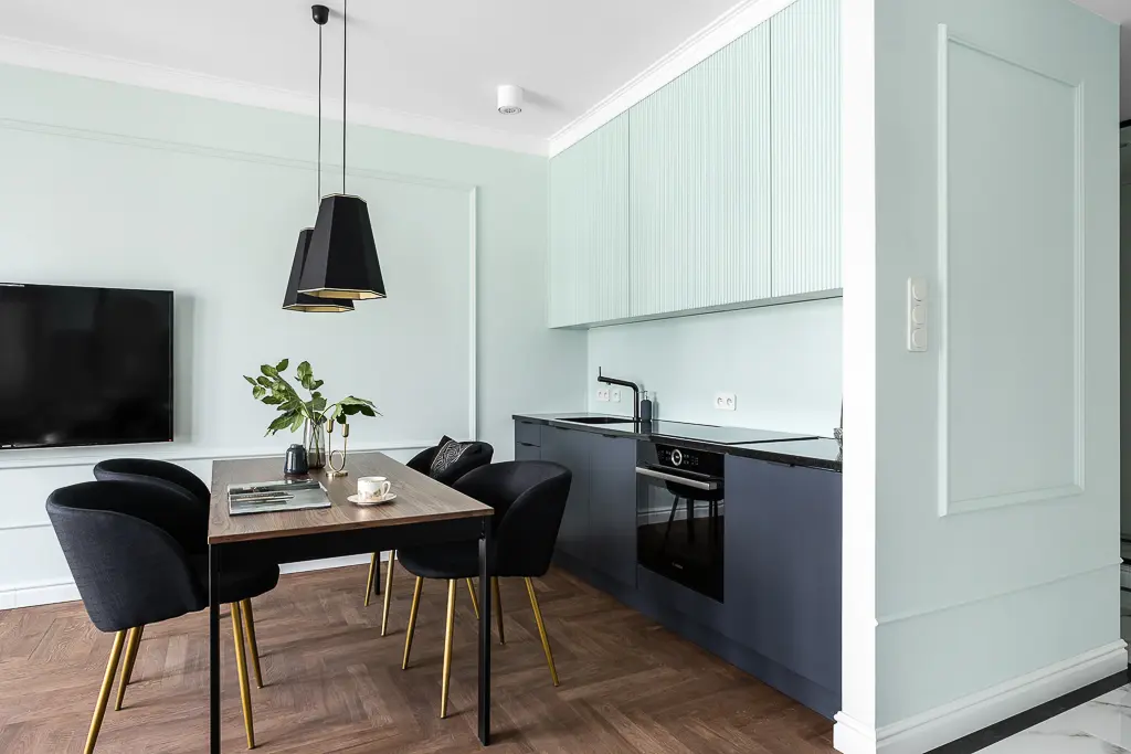 Szaro-miętowa kuchnia