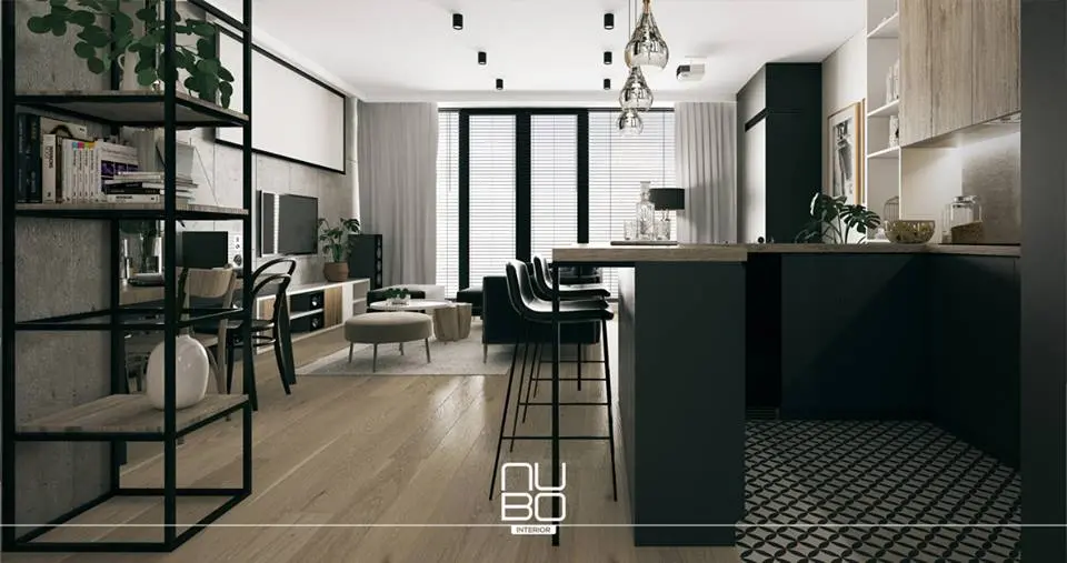 Przestronne mieszkanie w szarościach | Pracownia Nubo