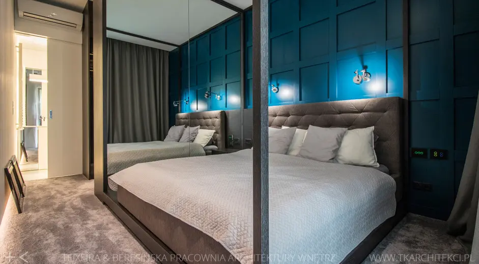 Sypialnia z garderobą | proj. TK Architekci