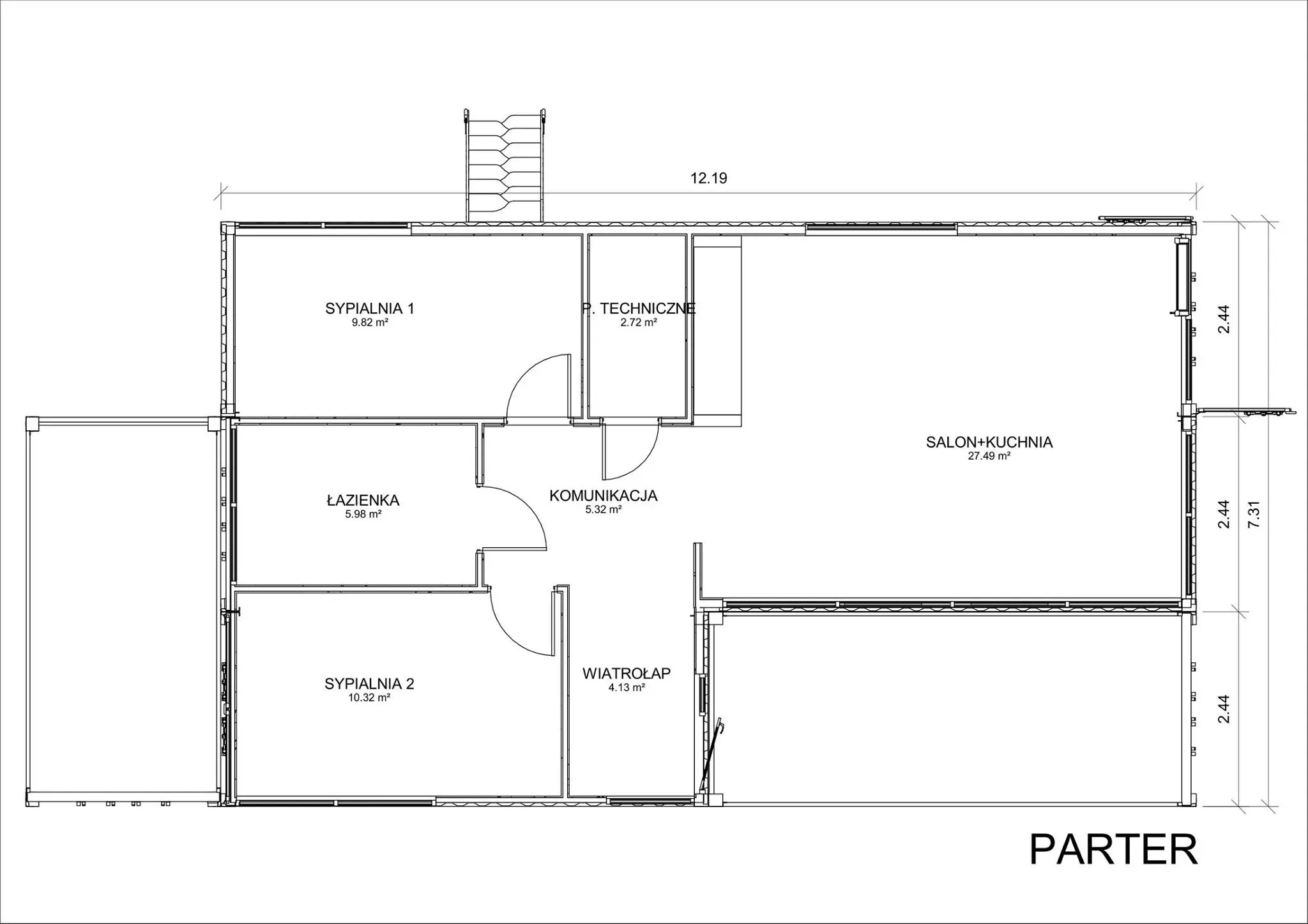 Projekt domu z kontenerów – wnętrze | Proj. Flexicube
