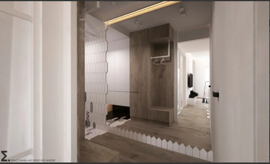 Ogromne lustro w przedpokoju | proj. Elementy