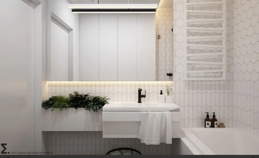 Ciekawe rozwiązania aranżacyjne w niewielkiej łazience