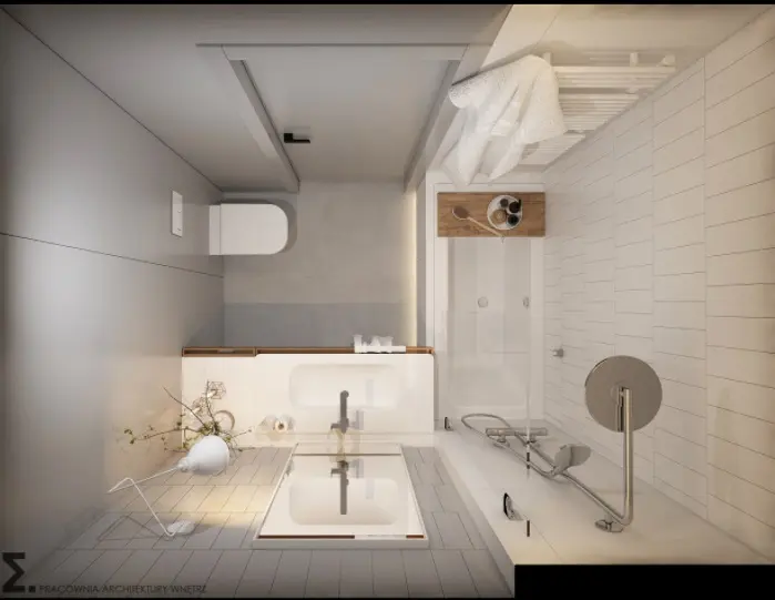 Widok z góry na łazienkę proj. Elementy