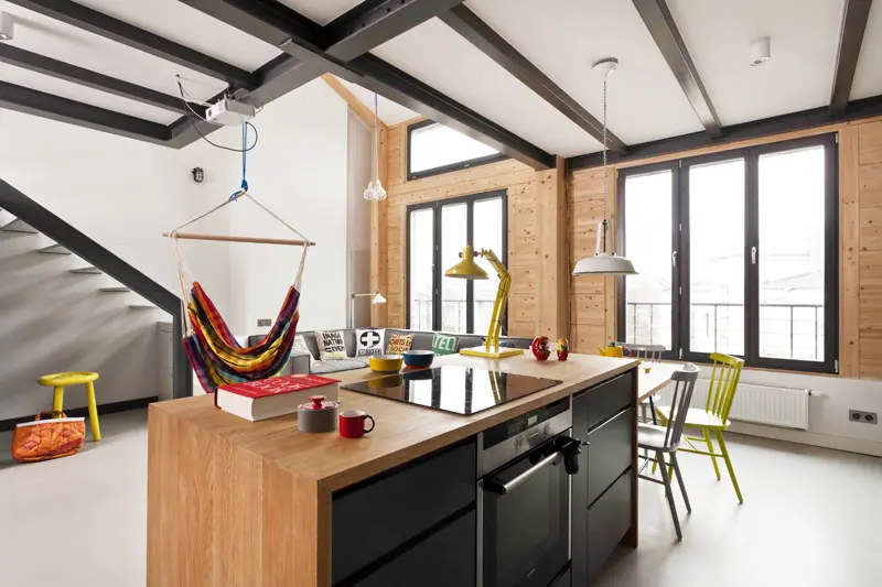 Żółte akcenty w lofcie | proj. Sojka & Wojciechowski