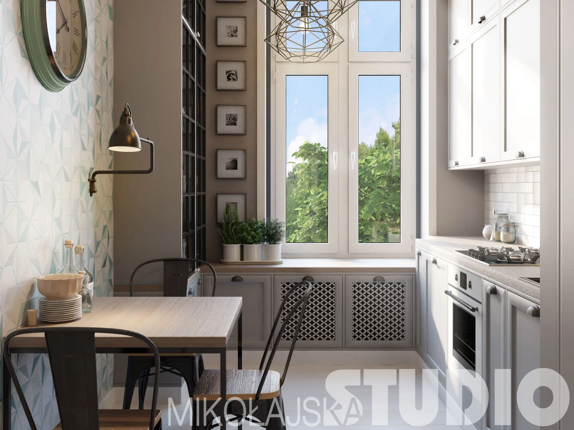 Kuchnia w stylu retro projekt Mikołajska Studio