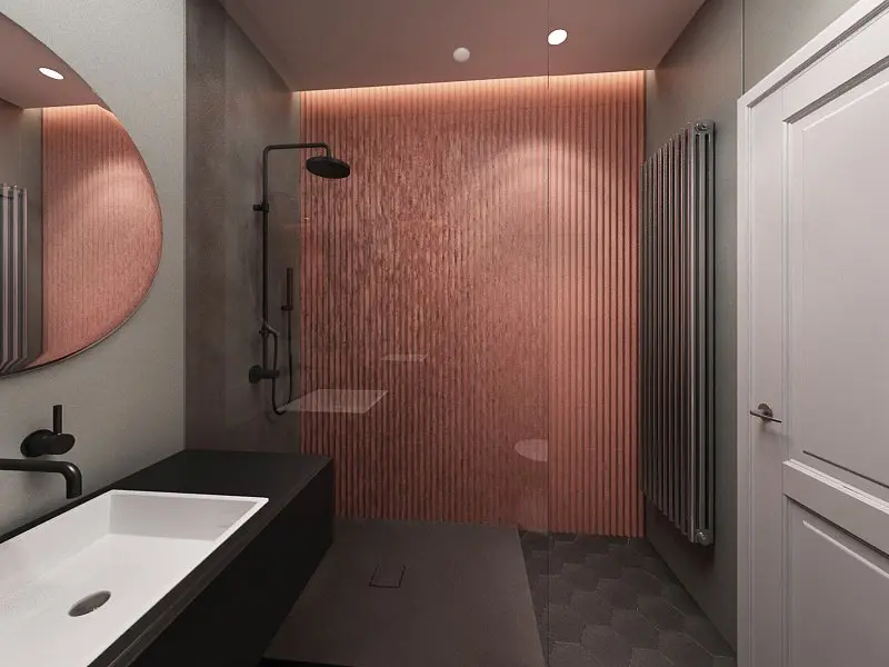 Projekt łazienki Anna Koszela | Ciekawy efekt dzięki płytkom Mutina Rombini