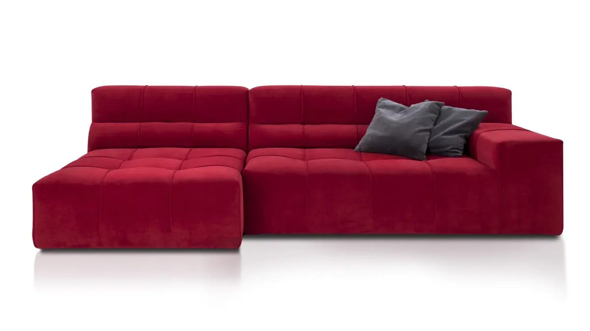 Czerwony narożnik modułowy Alice od Inspirium – dostępny w naszych showroomach