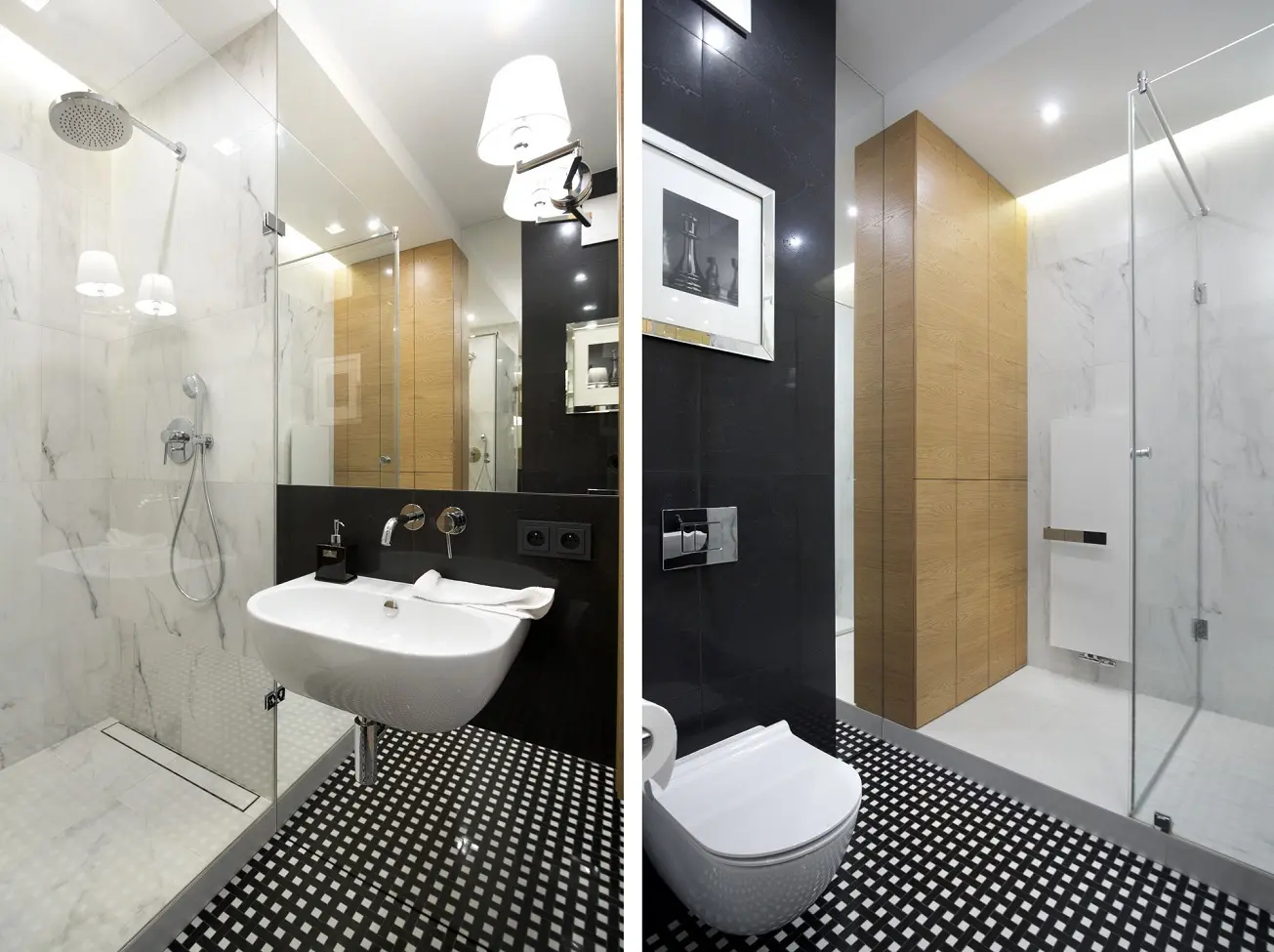 Łazienka z niskim brodzikiem | proj. Soma Architekci