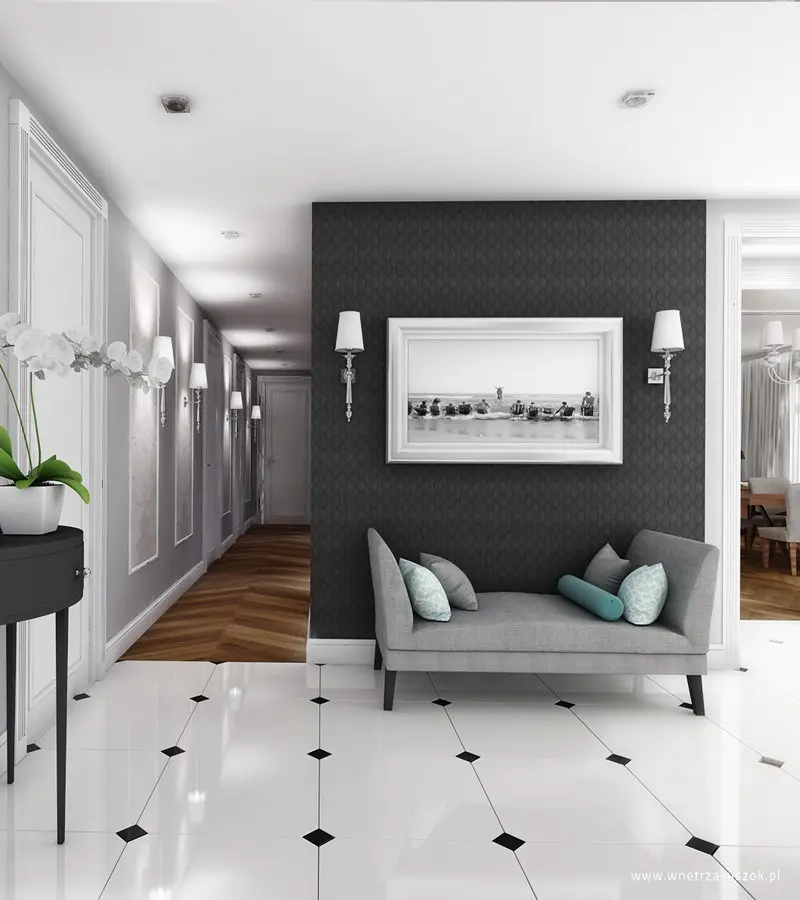 Hol w stylu modern classic | proj. Pracownia Architektoniczna USZOK