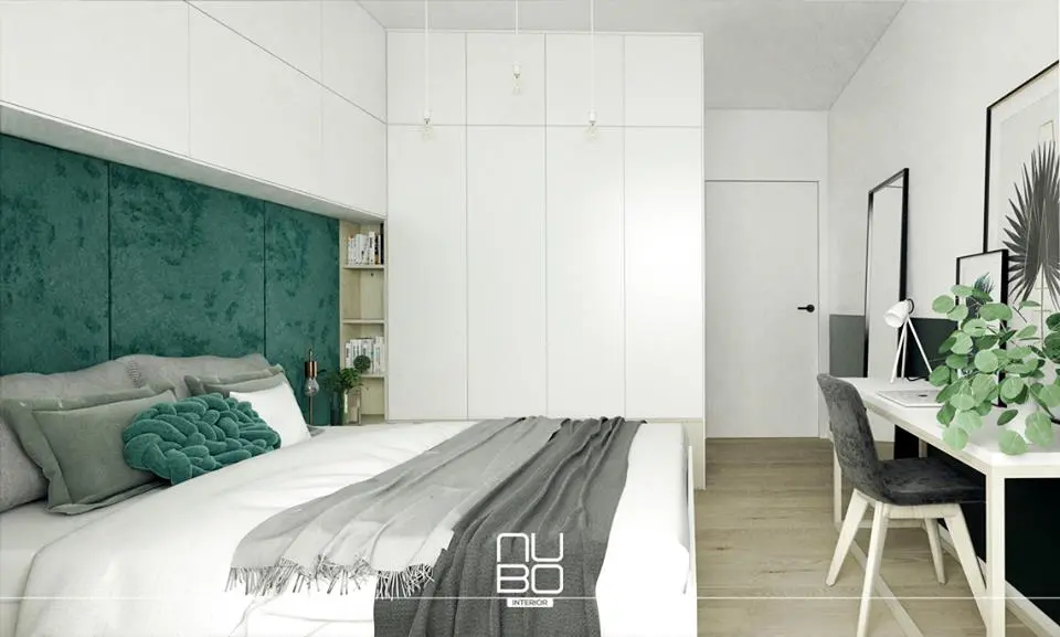 Projekt sypialni z motywami zieleni – pracownia NUBO