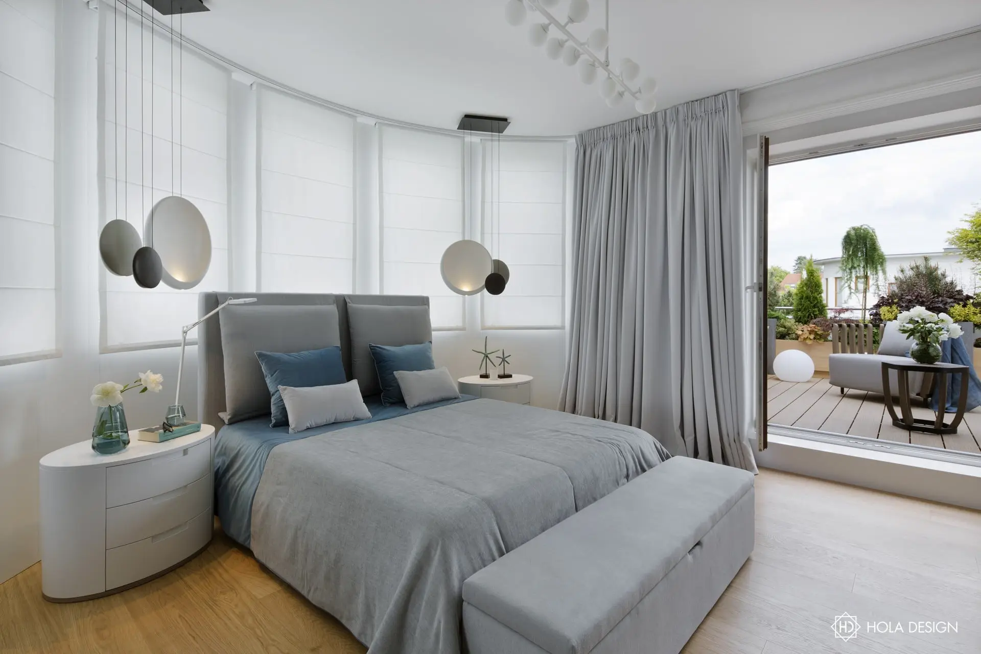 Szara sypialnia, proj. Hola Design