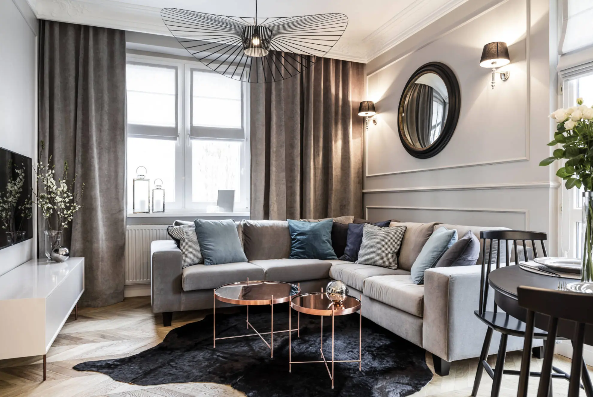 Salon w mieszkaniu 36m2 SAS Architekci wnętrz i kuchnie