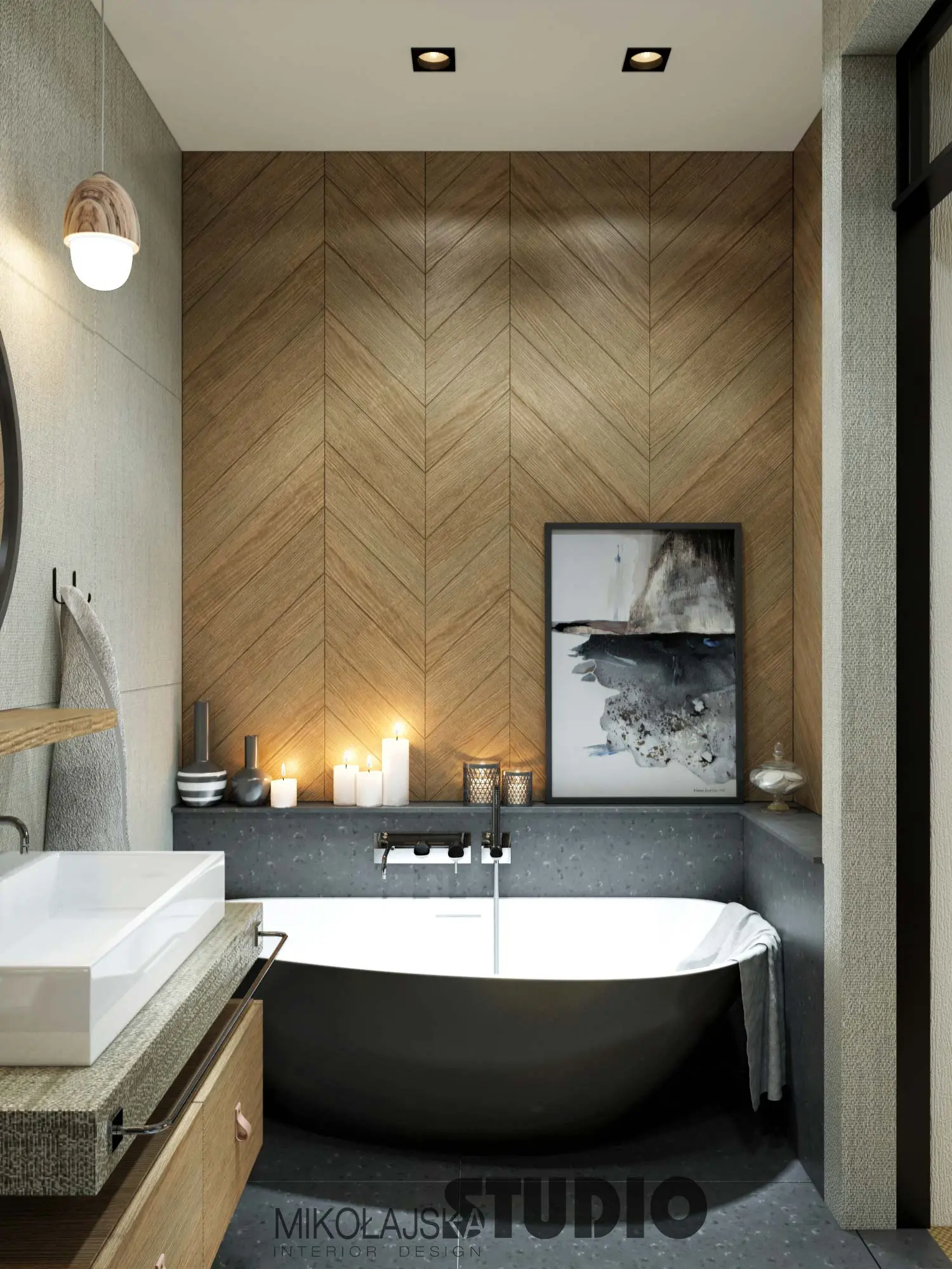 Wnętrze łazienki, proj. Mikołajska Studio