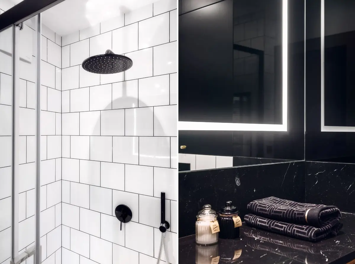 Łazienka black & white | proj. JT Grupa, photo: Tom Kurek
