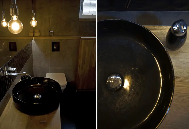 Mroczna łazienka | proj. Miśkiewicz Design