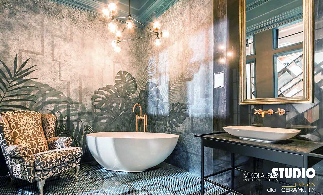 Urban jungle w łazience | proj. Mikołajska Studio