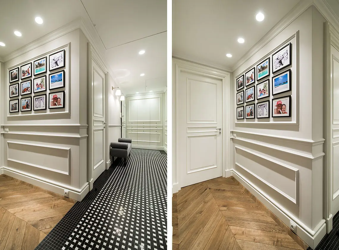 EG Projekt sztukateria na ścianie w przedpokoju