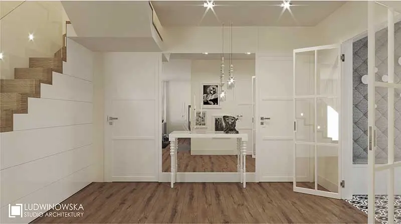 Ławka tapicerowana w przedpokoju