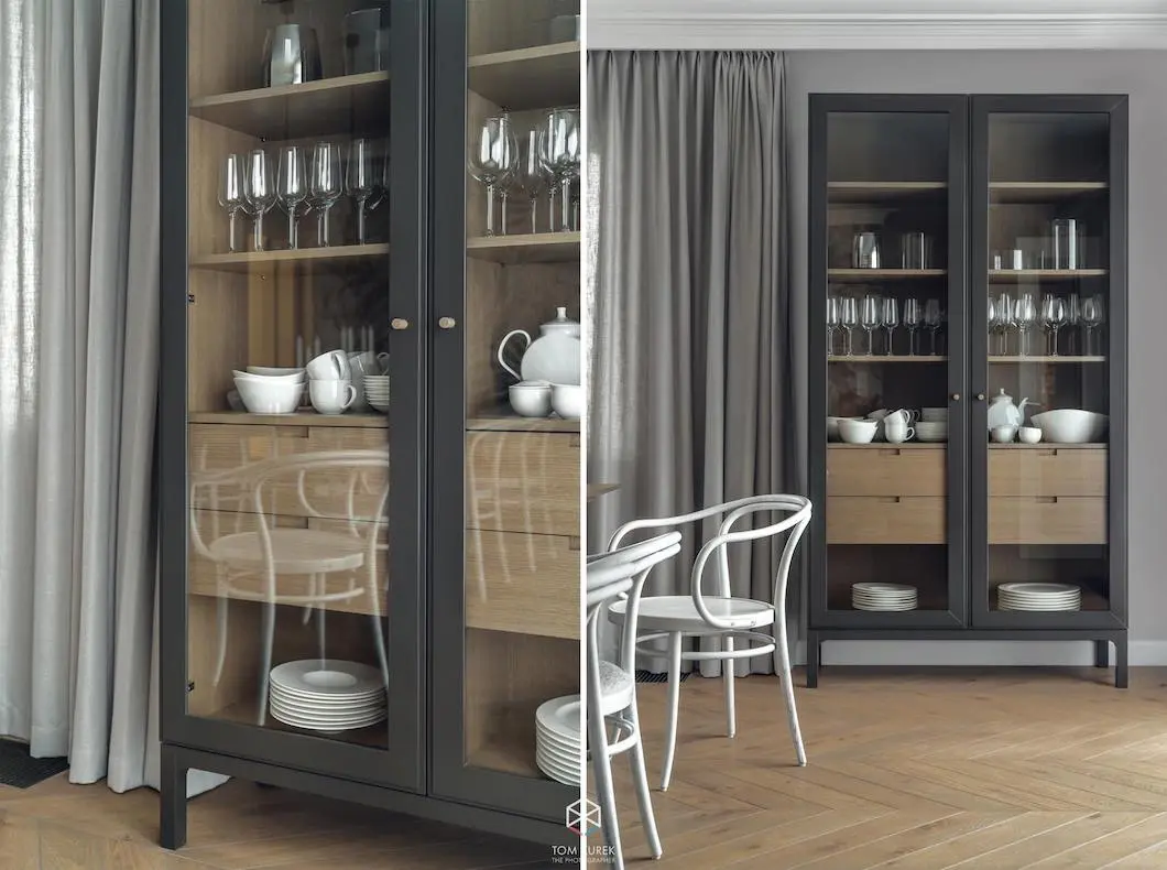 Stylowa gablotka w jadalni | proj. LOFT Magdalena Adamus, photo: Tom Kurek