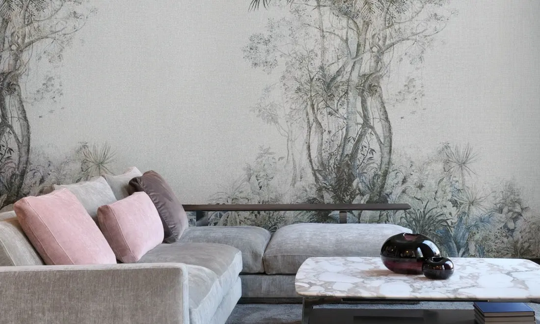 Soft urban jungle – tapeta Monsoon od Arte jest dostępna w naszych showroomach