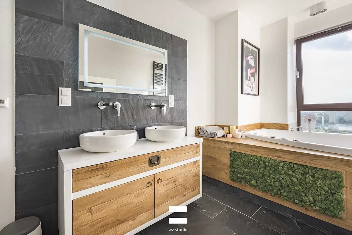Stawiane umywalki w projekcie łazienki WZ Studio