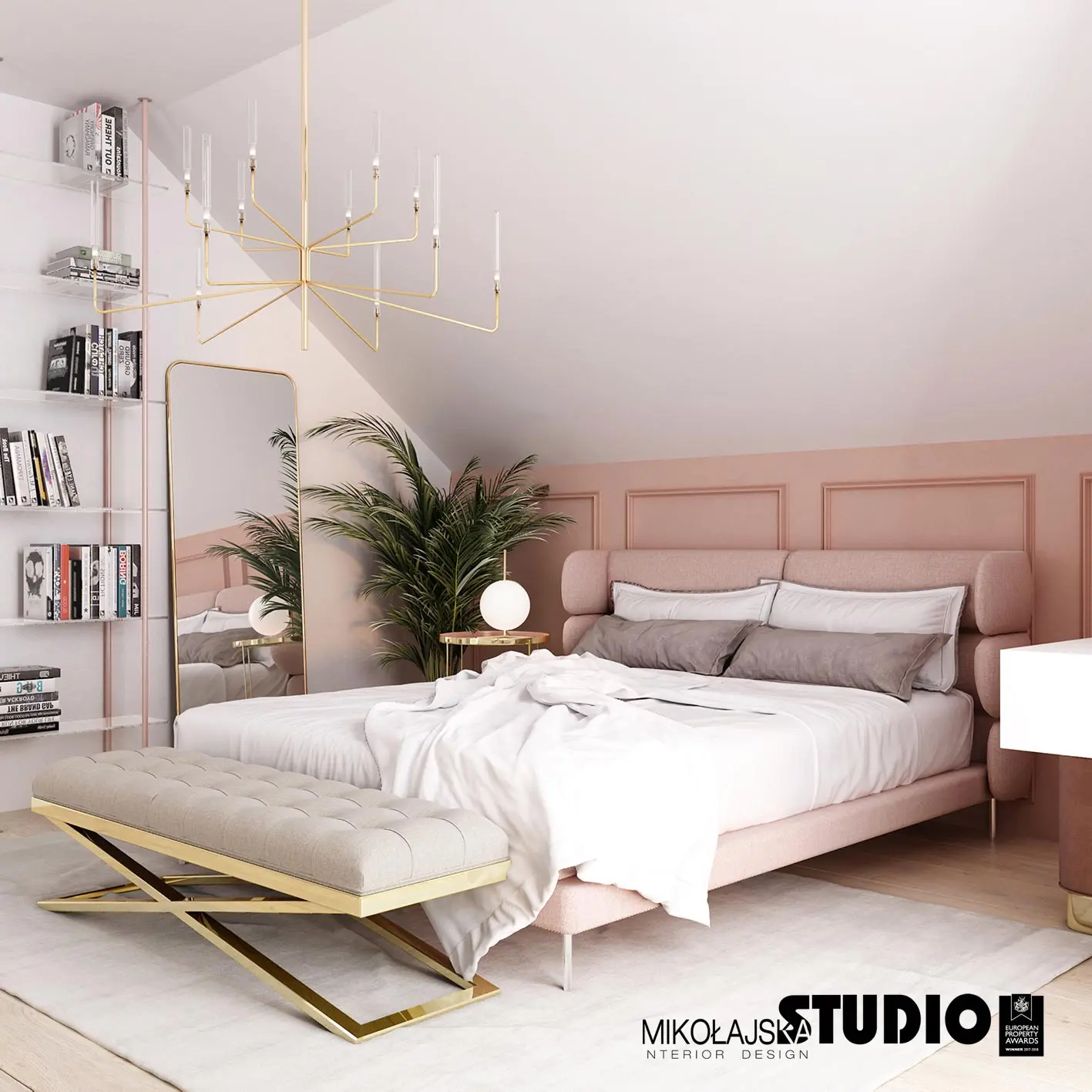 Millennial Pink w projekcie Mikołajska Studio
