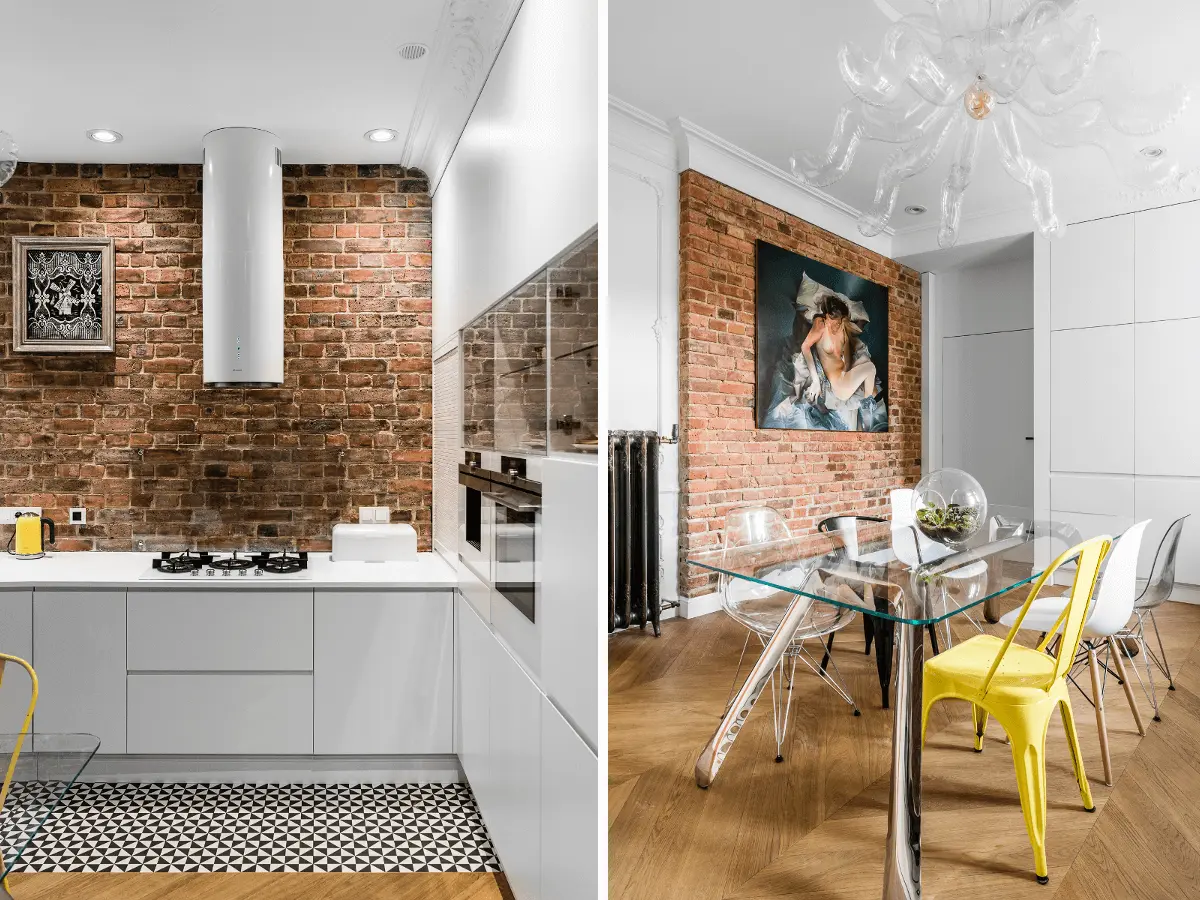 W jadalni przeźroczyste krzesła