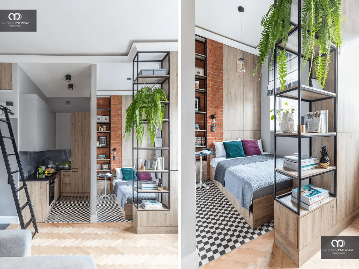 Oryginalna podłoga „kostka” z lat 50. XX wieku w mieszkaniu zaprojektowanym przez arch. Monikę Pniewską