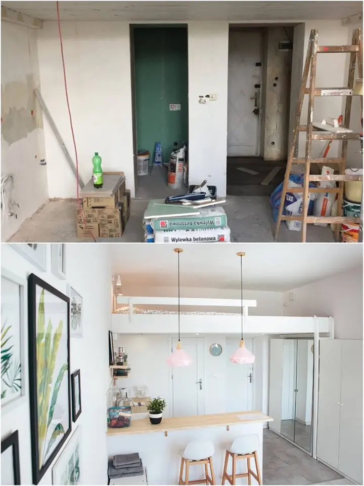 Kawalerka 21m2 metamorfoza Polka Design