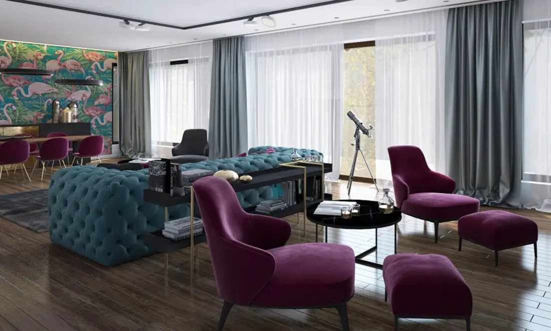 Nietuzinkowy projekt wnętrza z tapetą we flamingi od Arte