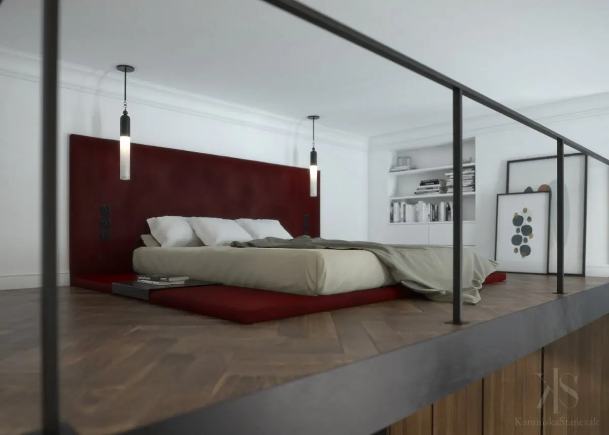 Sypialnia na antresoli | proj. KamińskaStańczak