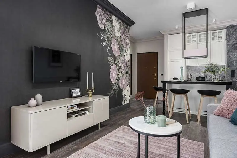 Projekt wnętrza z tapetą w ogród zimowy: JT Grupa