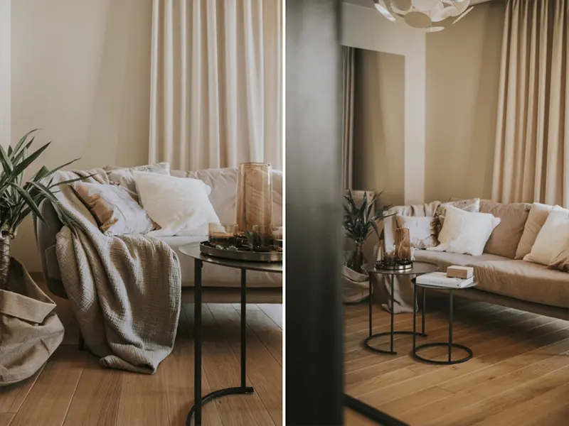 Salon utrzymany w ciepłych tonach beżu
