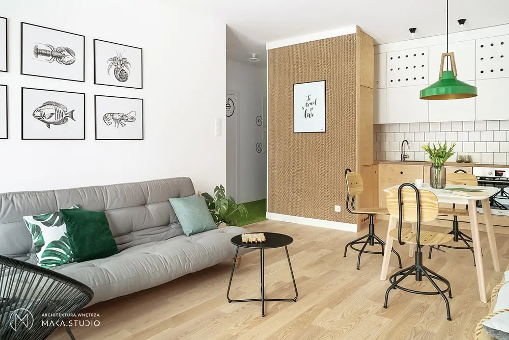 Salon inspirowany stylem marynistycznym | proj. maka.studio, zdj. Tom Kurek