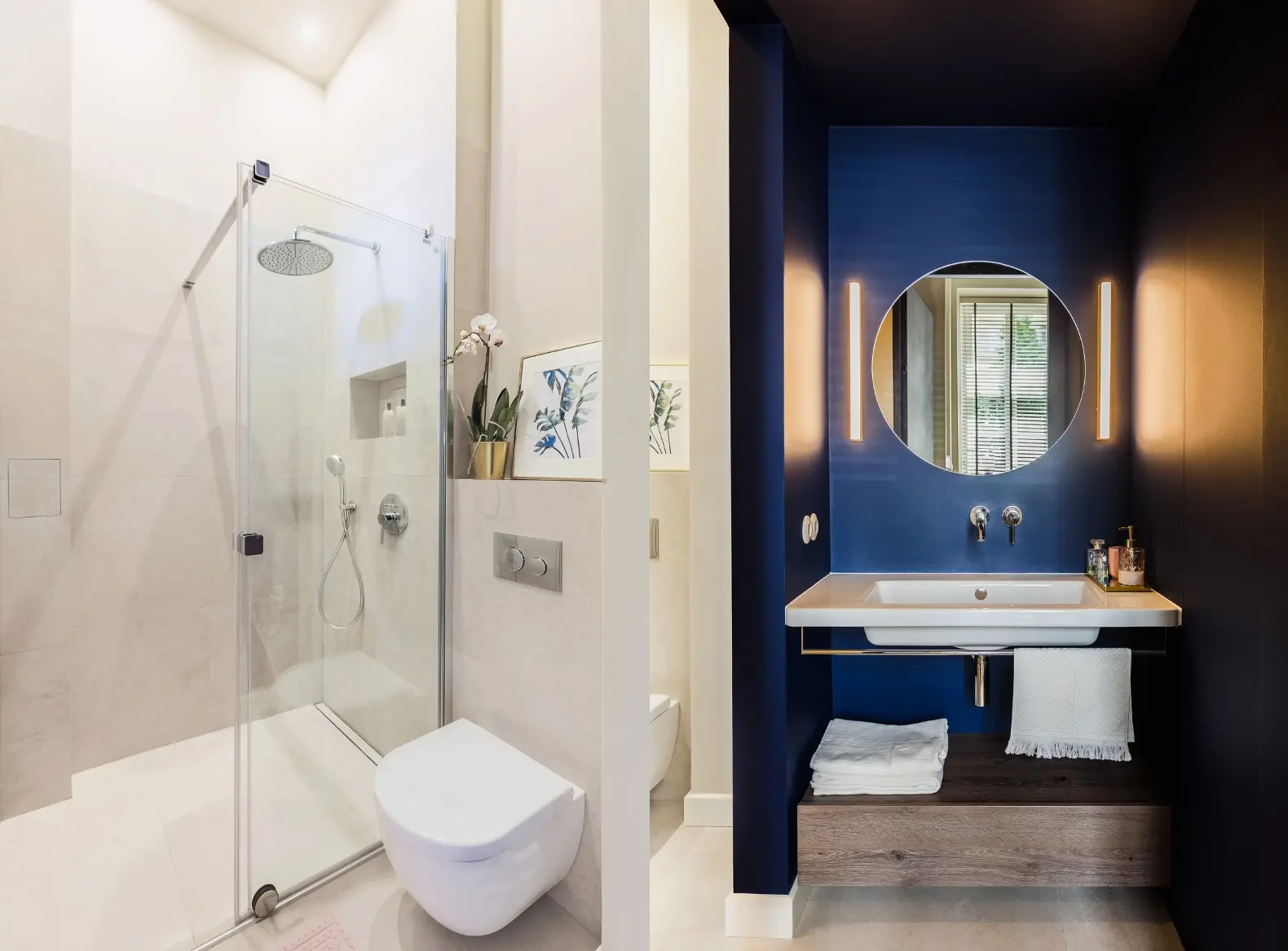 Projekt granatowej łazienki architekt Monika Gruszka – Ziółkowska