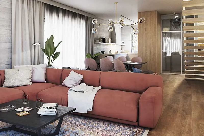 Koralowy narożnik w projekcie Finchstudio