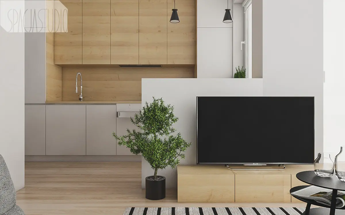 Kawalerka w Krakowie 29 m2 | proj. Spacja Studio