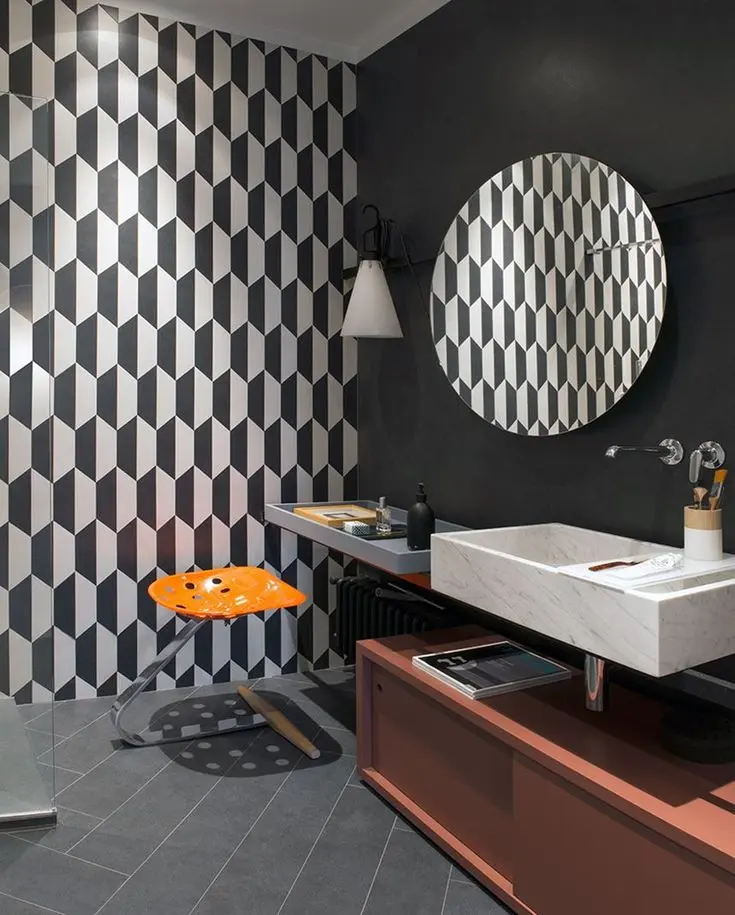 Zestawienie bieli i czerni ożywi mocny akcent kolorystyczny | LEA CERAMICHE kolekcja SLIMTECH MAUK