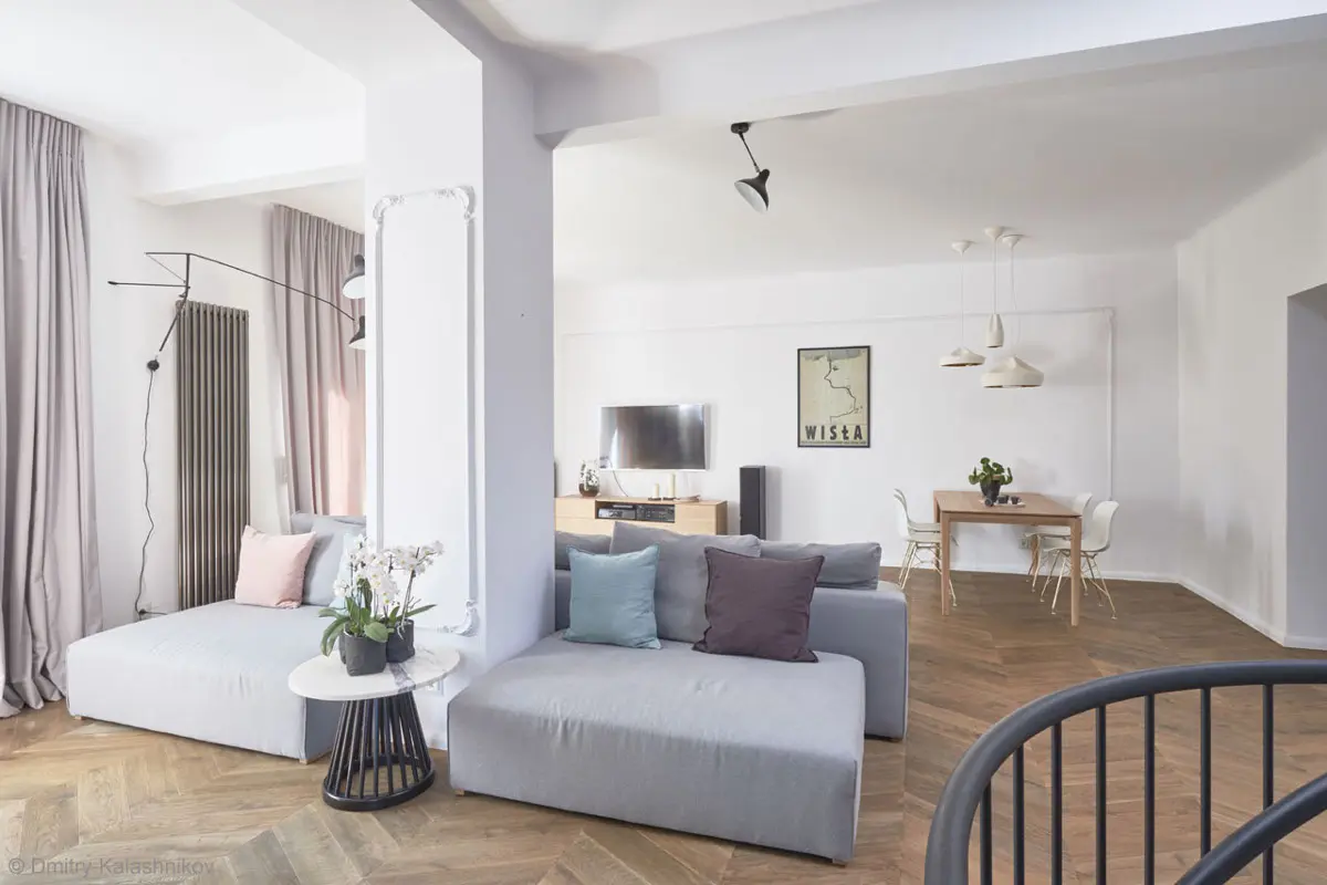 Narożnik modułowy w stylowym wnętrzu | proj. Hanna Kłyk