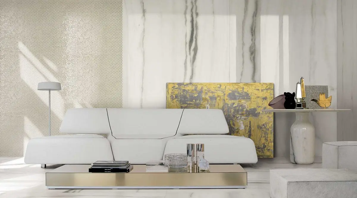 Płytki marki Rex (Florim) w salonie