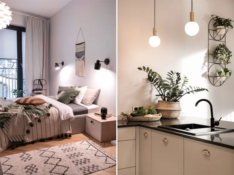 Mieszkanie w stylu skandynawskim z elementami boho | proj. Na Antresoli