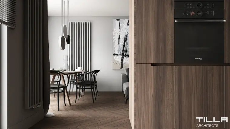 Tilla Architects | Metropolitan na ścianie w jadalni