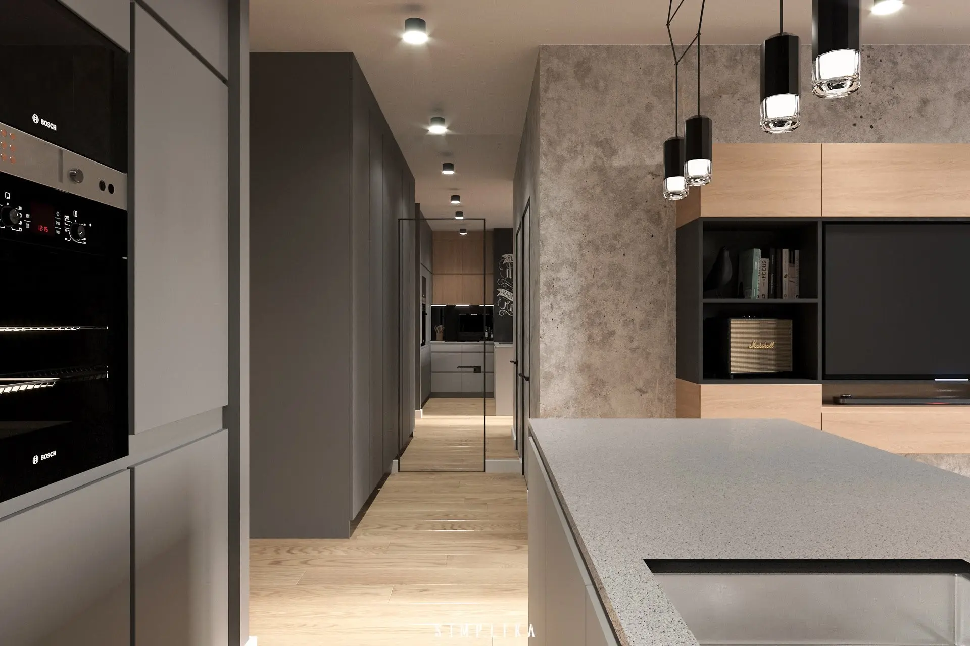 SIMPLIKA projekt industrialnego mieszkania w bloku 