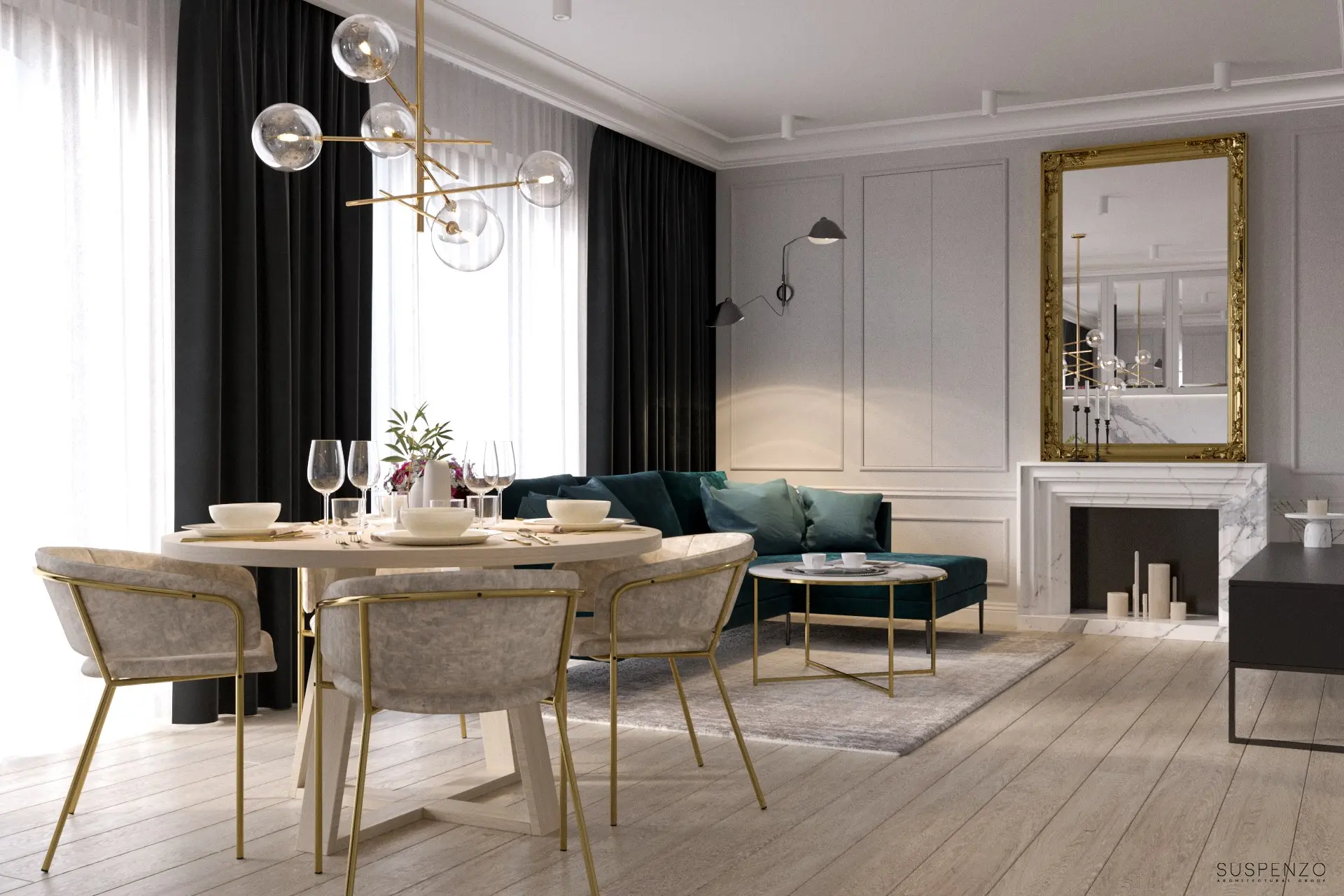 Salon połączony z jadalnią 