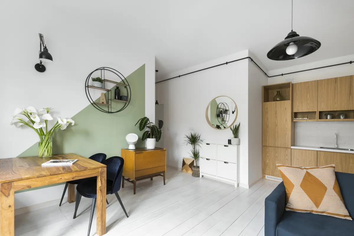 Akcent zieleni we wnętrzu (proj. Studio Metry, zdj. Kąty Proste – fotografia wnętrz )