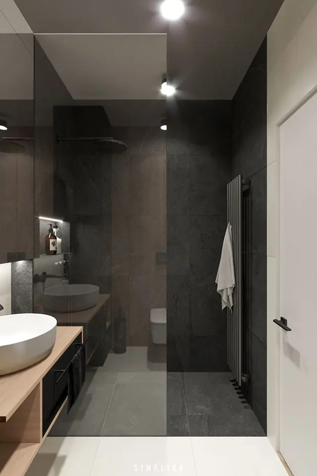 Mała łazienka w industrialnym klimacie | proj. Simplika