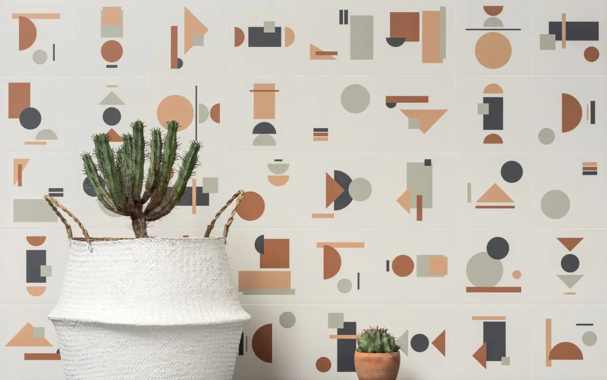 Rośliny na tle ciekawych płytek włoskiego brandu 41zero42 | produkty tej marki mamy w stałej ofercie