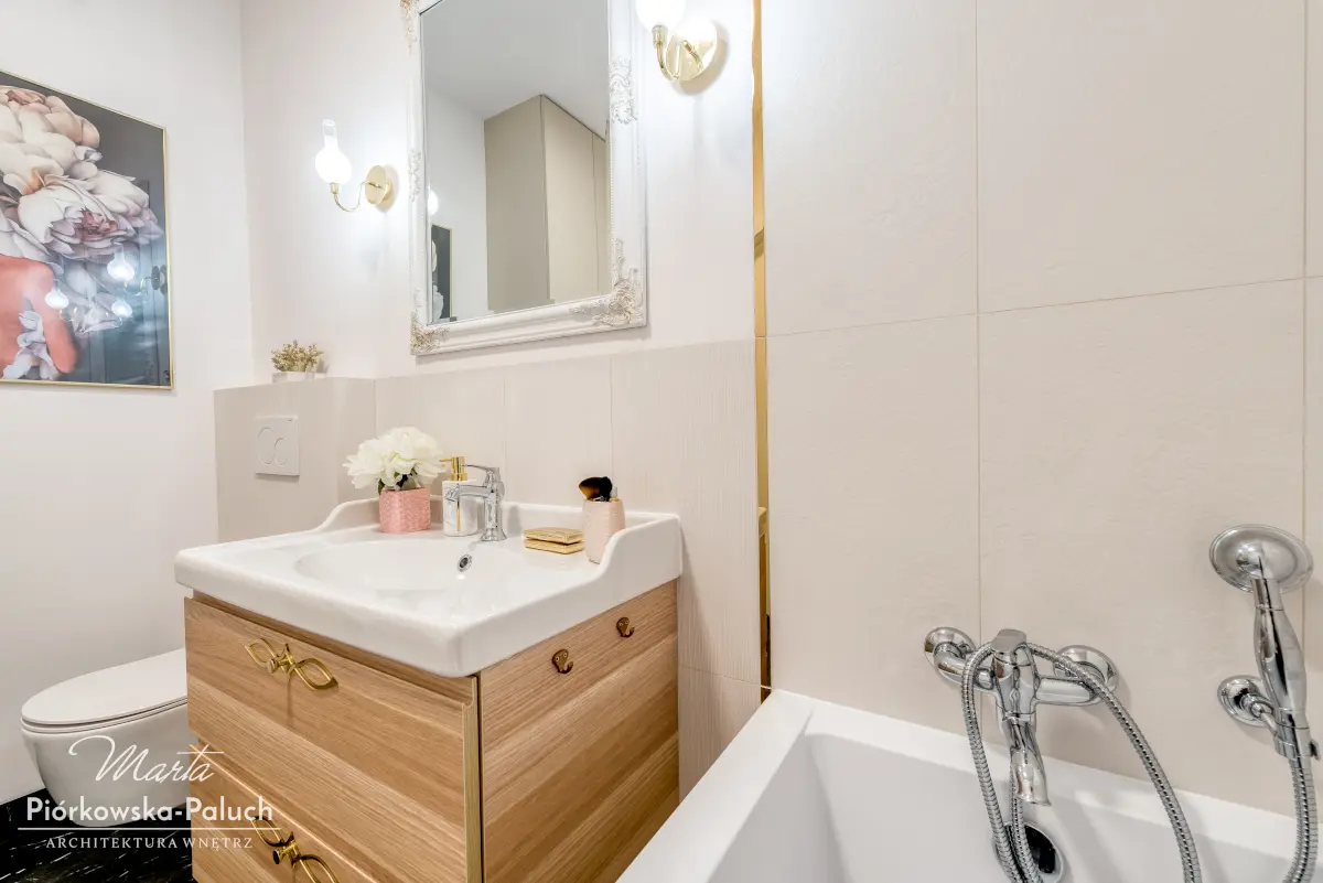 Mała łazienka wg projektu Marty Piórkowskiej – Paluch